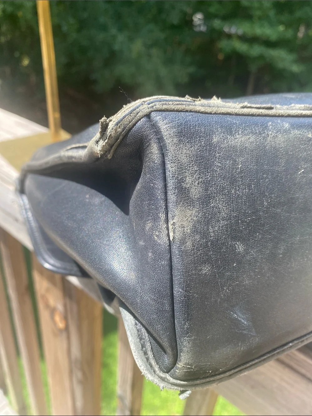 Coach Vintage Black Leather Briefcase with Gold-Tone Hardware